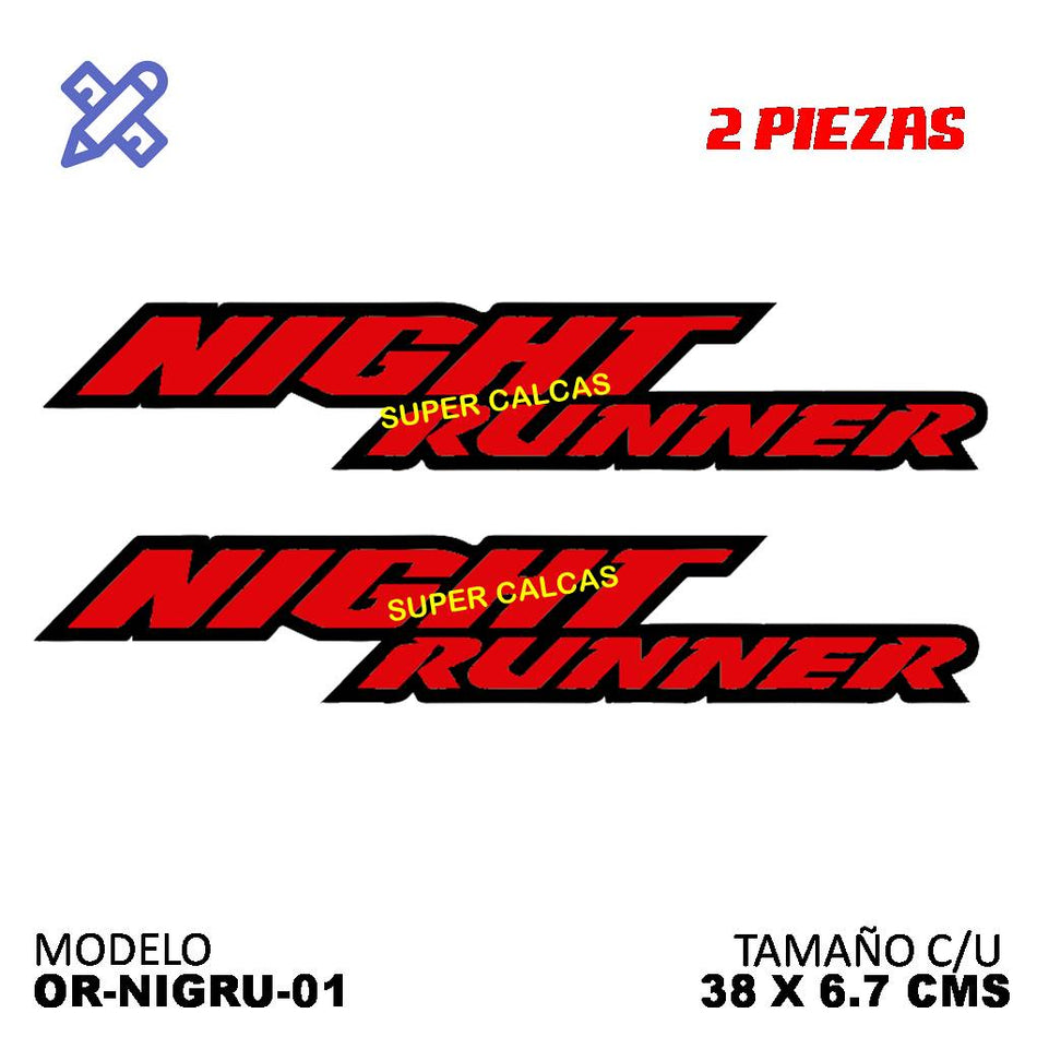 Calcomania night runner 3piezas - Oscar's Automotive 