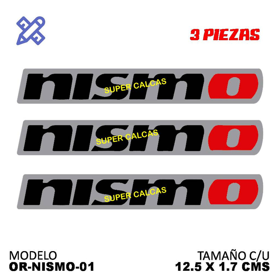 Calcomania nismo placa c/cromo cepillado 3piezas - Oscar's Automotive
