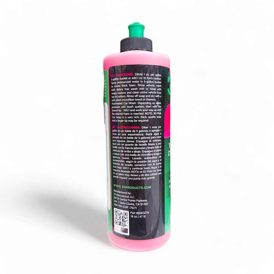Shampoo Concentrado Pink Car Soap 3D 16Oz