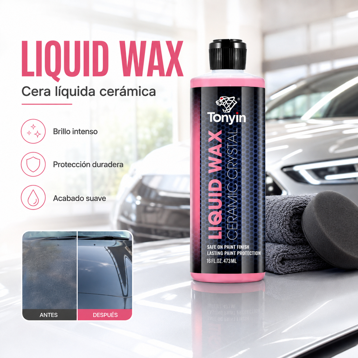 Cera Liquido Ceramica Crystal Liquid Wax Tonyin 473ml Pieza - Oscar's Automotive 