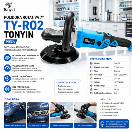 Pulidora Rotativa 7" Ty-Ro2 Tonyin Pieza - Oscar's Automotive 
