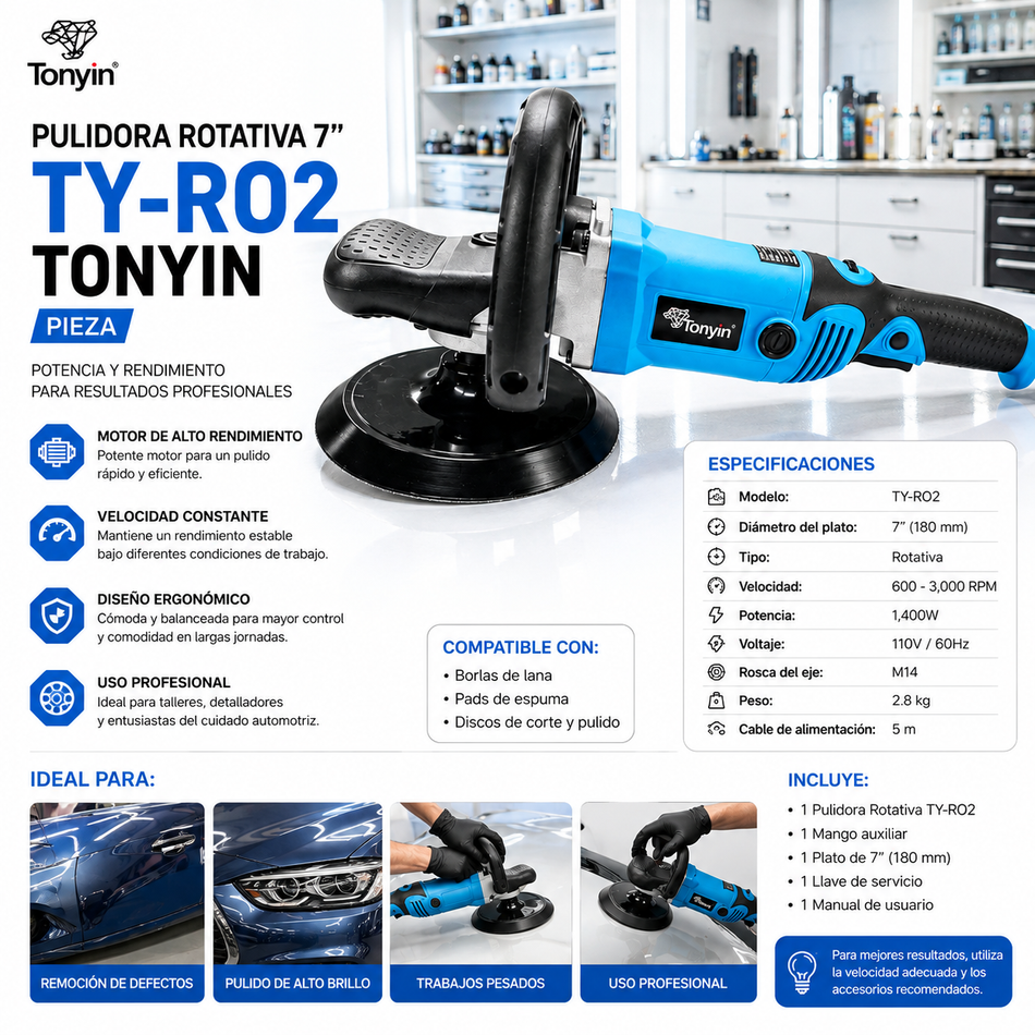 Pulidora Rotativa 7" Ty-Ro2 Tonyin Pieza
