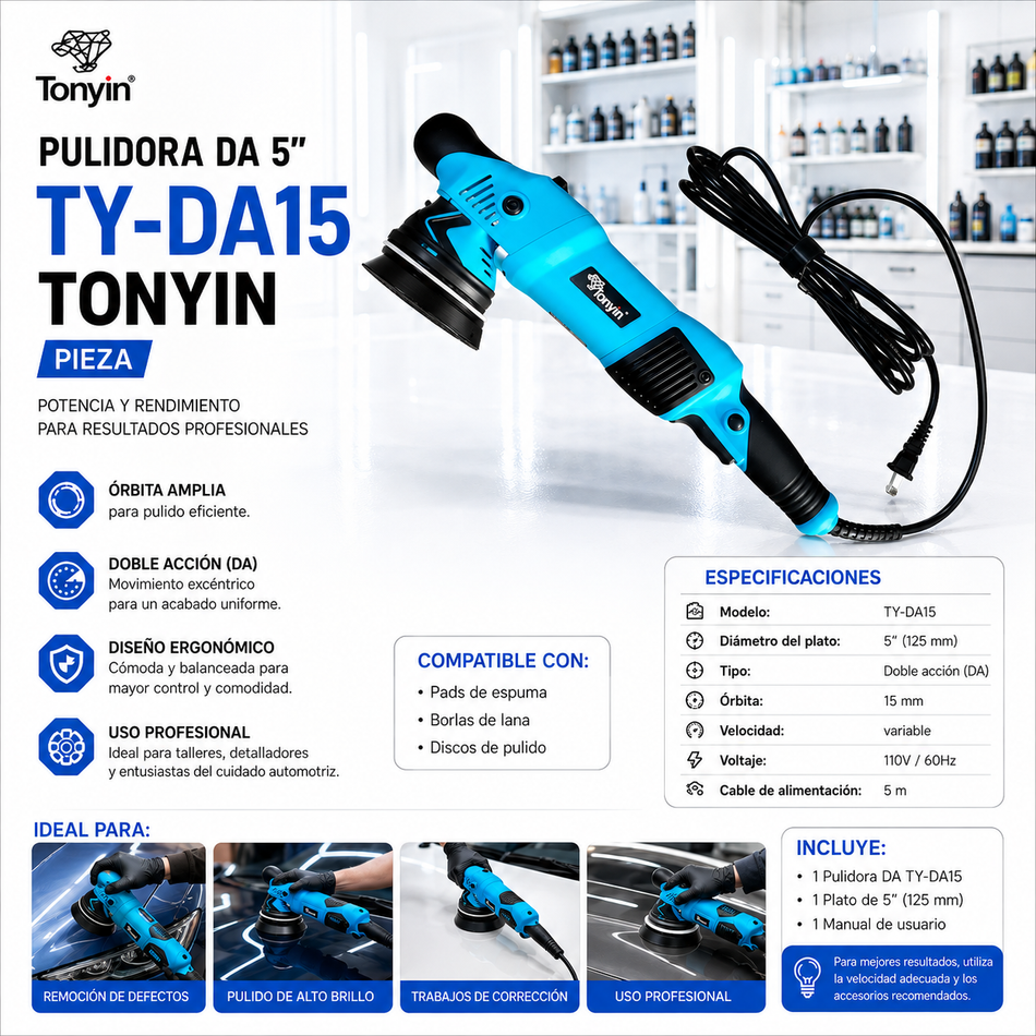 Pulidora Roto Orbital DA 5" TY-DA15 Tonyin Pieza