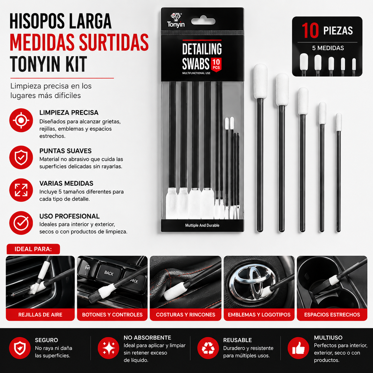 Hisopo Larga Medidas Surtidas Tonyin Kit - Oscar's Automotive 