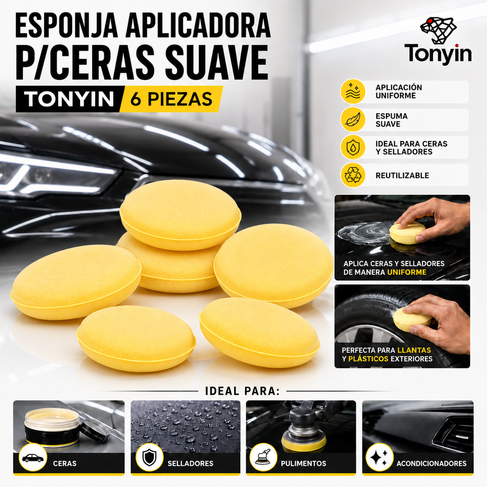 Esponja Aplicadora P/Ceras Suave Tonyin 6Piezas - Oscar's Automotive 