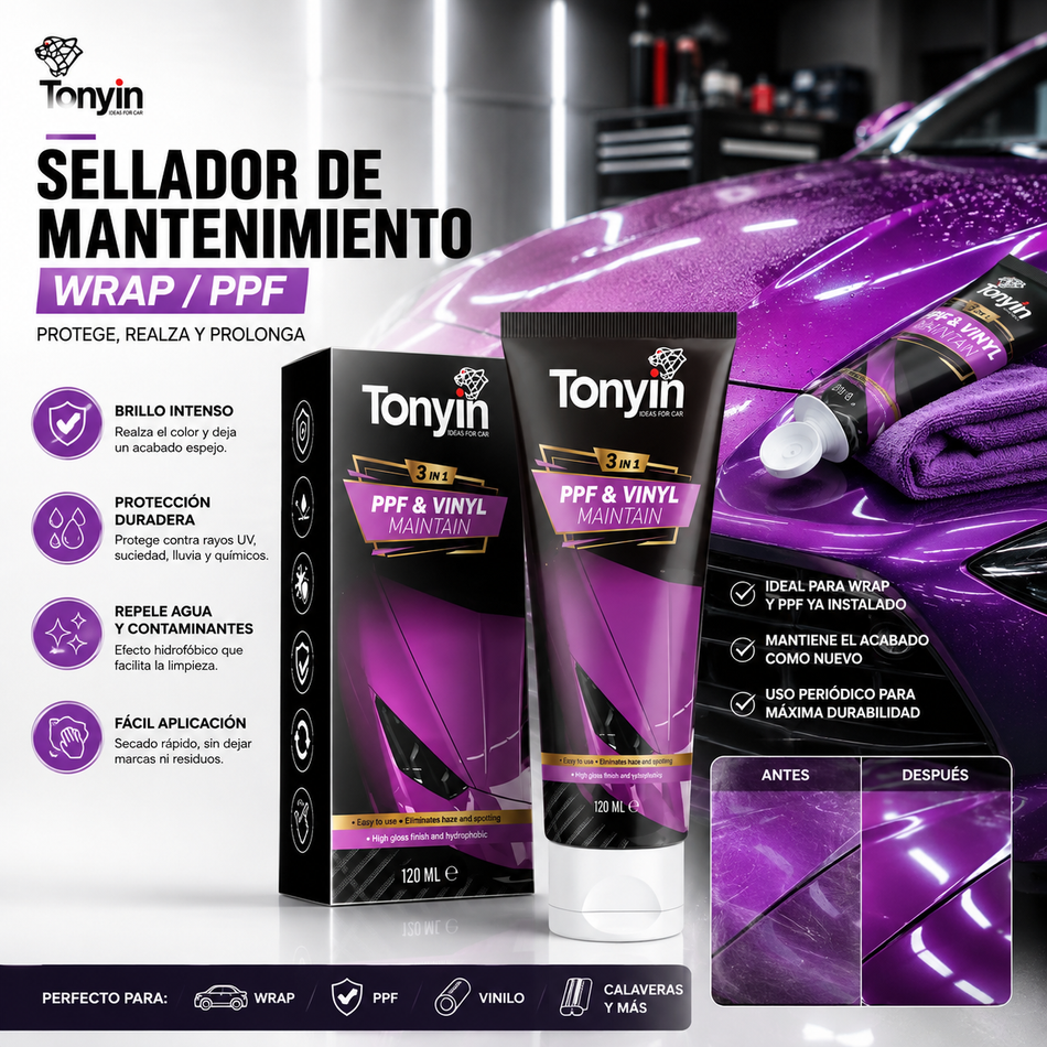 Sellador Mantenimiento Wrap / PPF Tonyin 120ml Pieza - Oscar's Automotive 