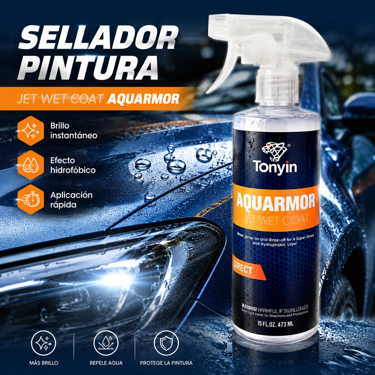 Sellador Pintura Jet Wet Coat Aquarmor Tonyin 473ml Pieza - Oscar's Automotive 