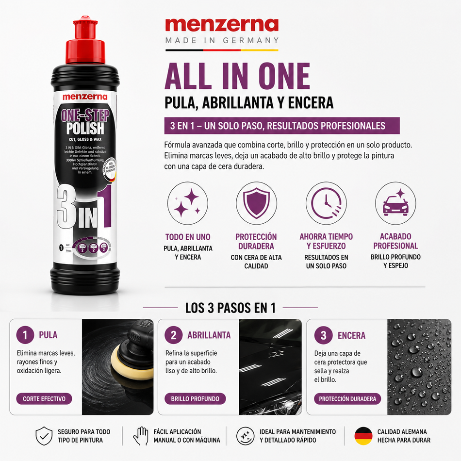 All In One Pule Abrillanta Encera Menzerna 250ml Pieza